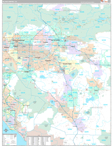 Inland Empire, CA Metro Area Wall Map